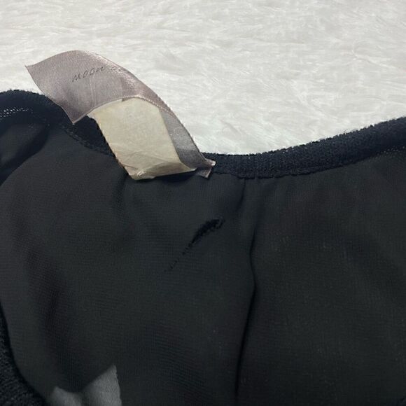 Moon Collection Sleeveless Top High Low Sheer Rhinestone Black Size S Loose Fit - Picture 10 of 10